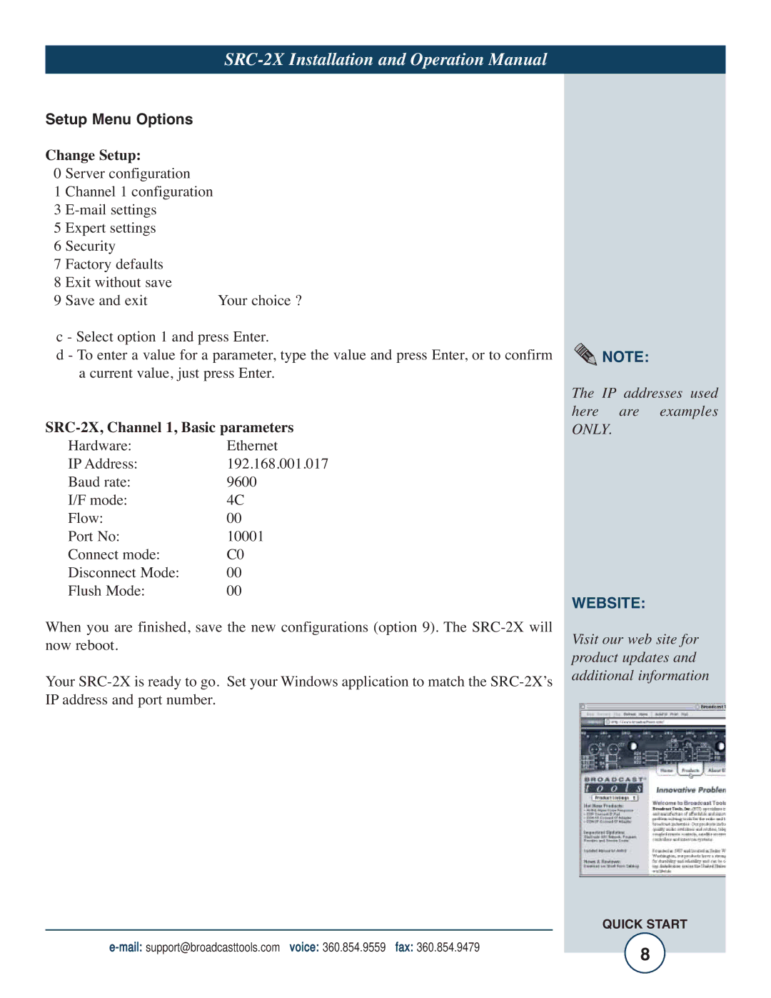 Tripp Lite operation manual Change Setup, SRC-2X, Channel 1, Basic parameters 