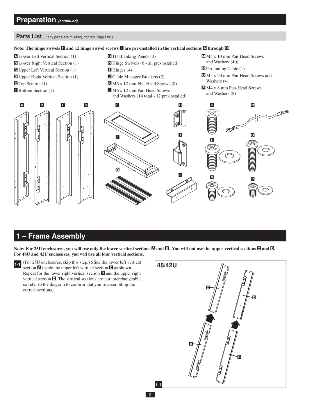 Tripp Lite SREXTENDER owner manual Frame Assembly 