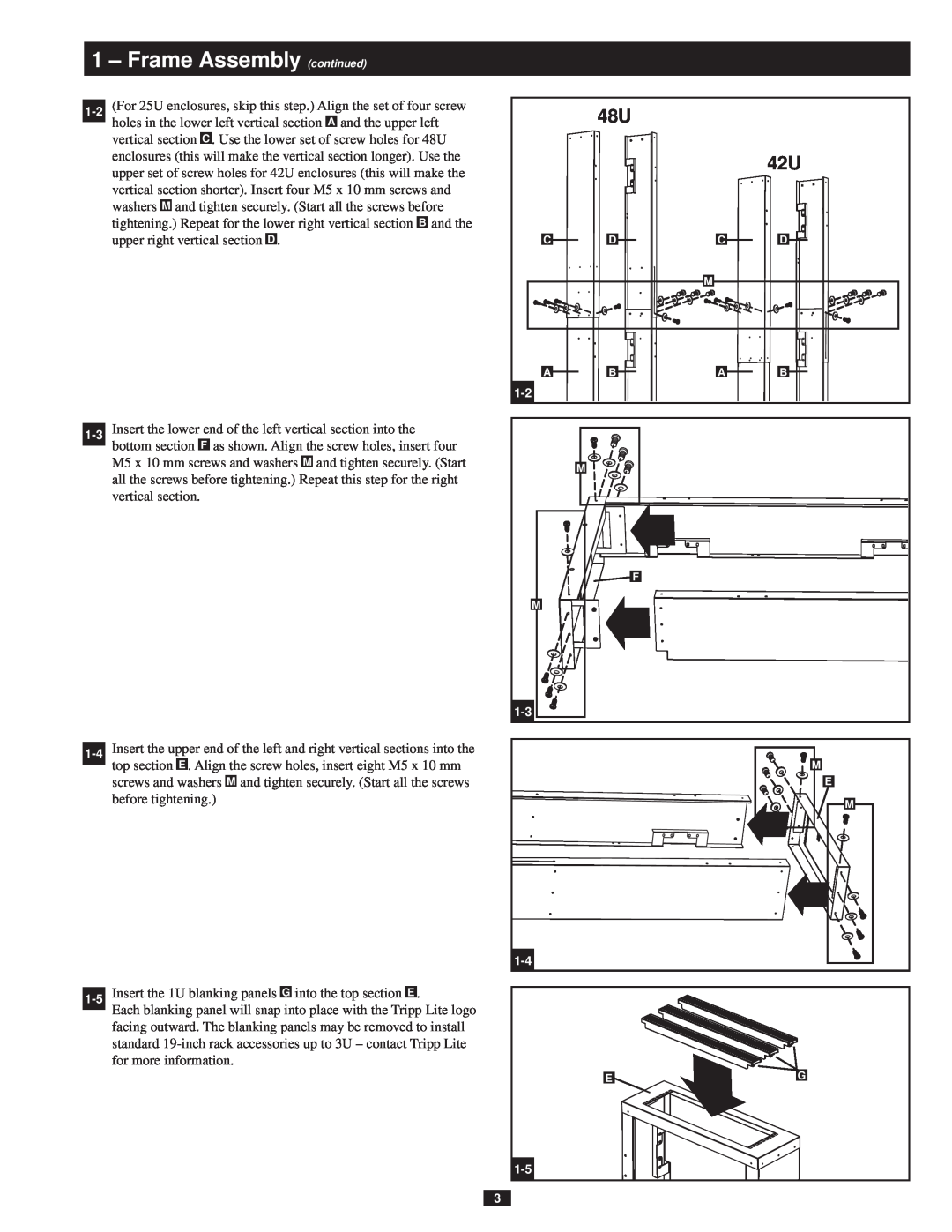 Tripp Lite SREXTENDER owner manual Frame Assembly continued 
