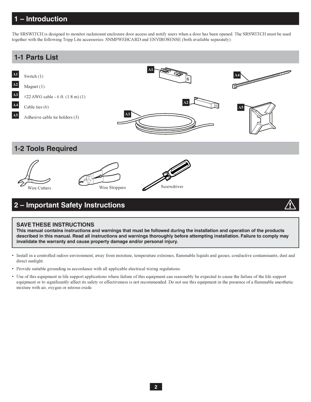 Tripp Lite SRSWITCH owner manual Introduction 