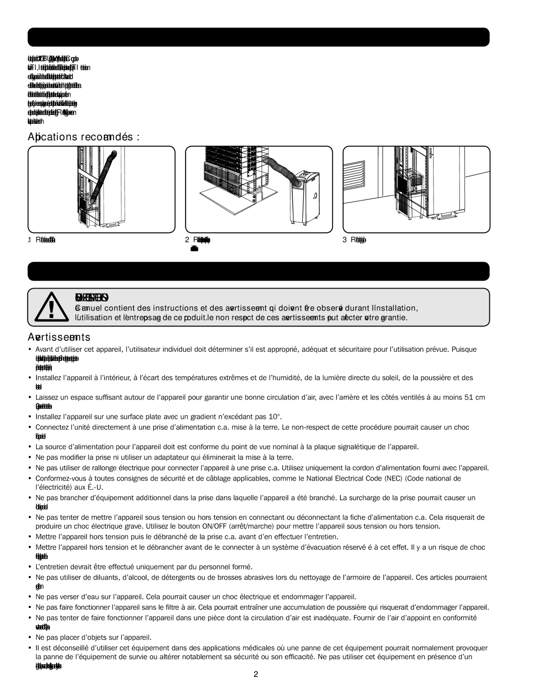 Tripp Lite SRXCOOL12K, SRCOOL12K owner manual Consignes de sécurité importantes, Applications recommandées, Avertissements 