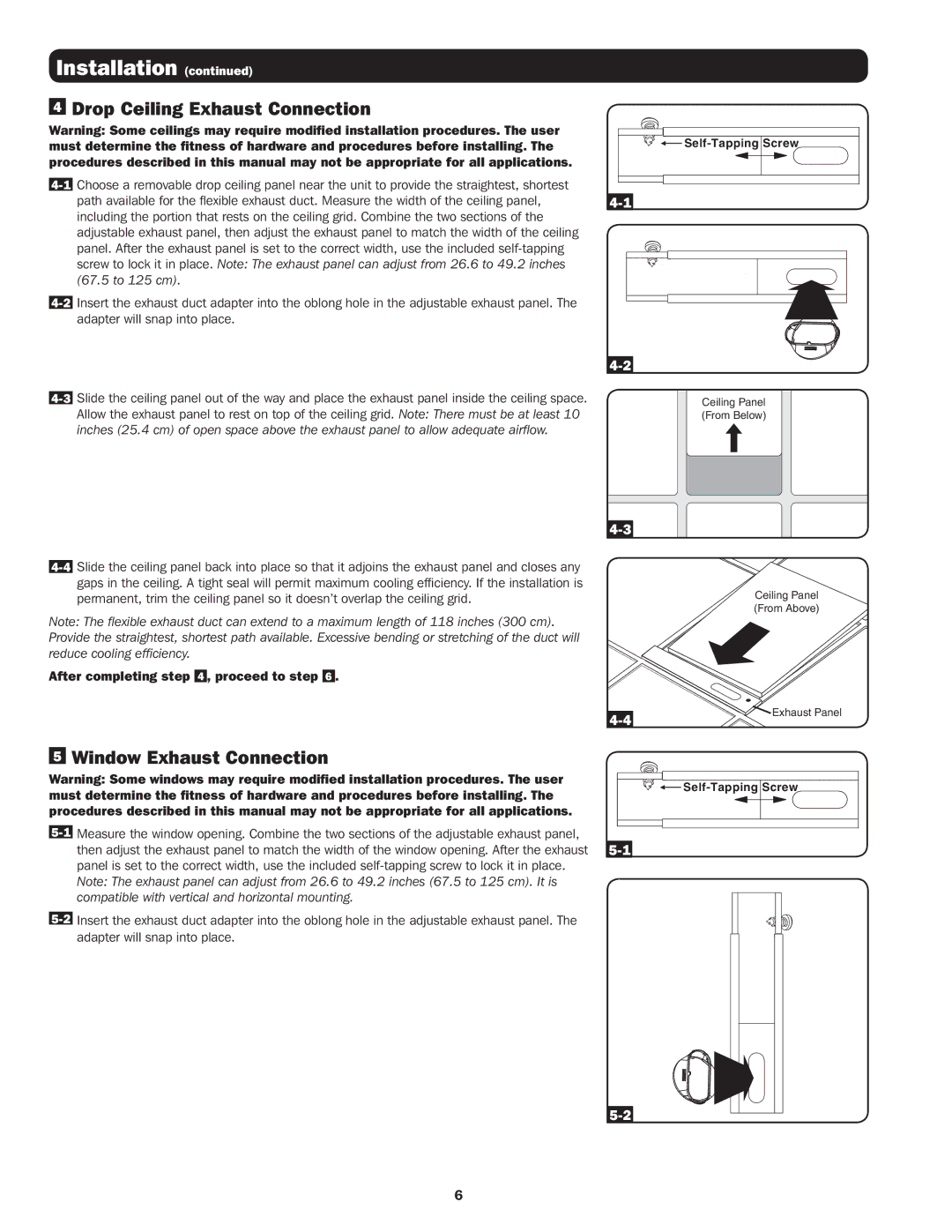 Tripp Lite SRXCOOL12K Drop Ceiling Exhaust Connection, Window Exhaust Connection, After completing , proceed to step 