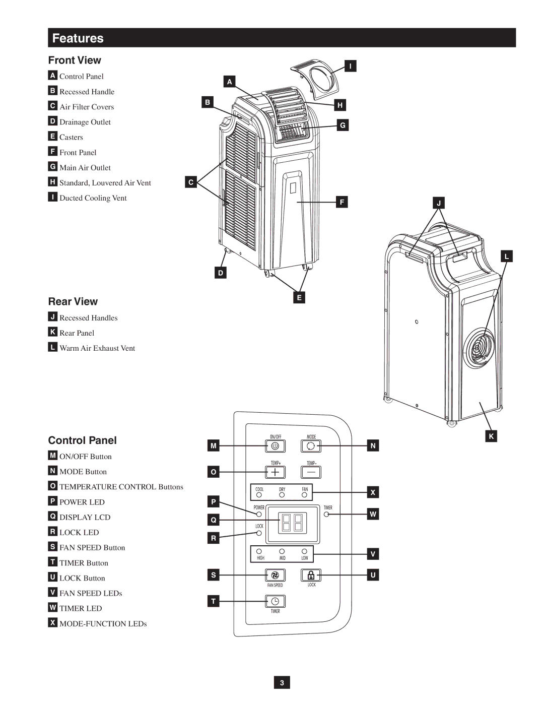 Tripp Lite SRCOOL12K, SRXCOOL12K owner manual Front View, Control Panel 