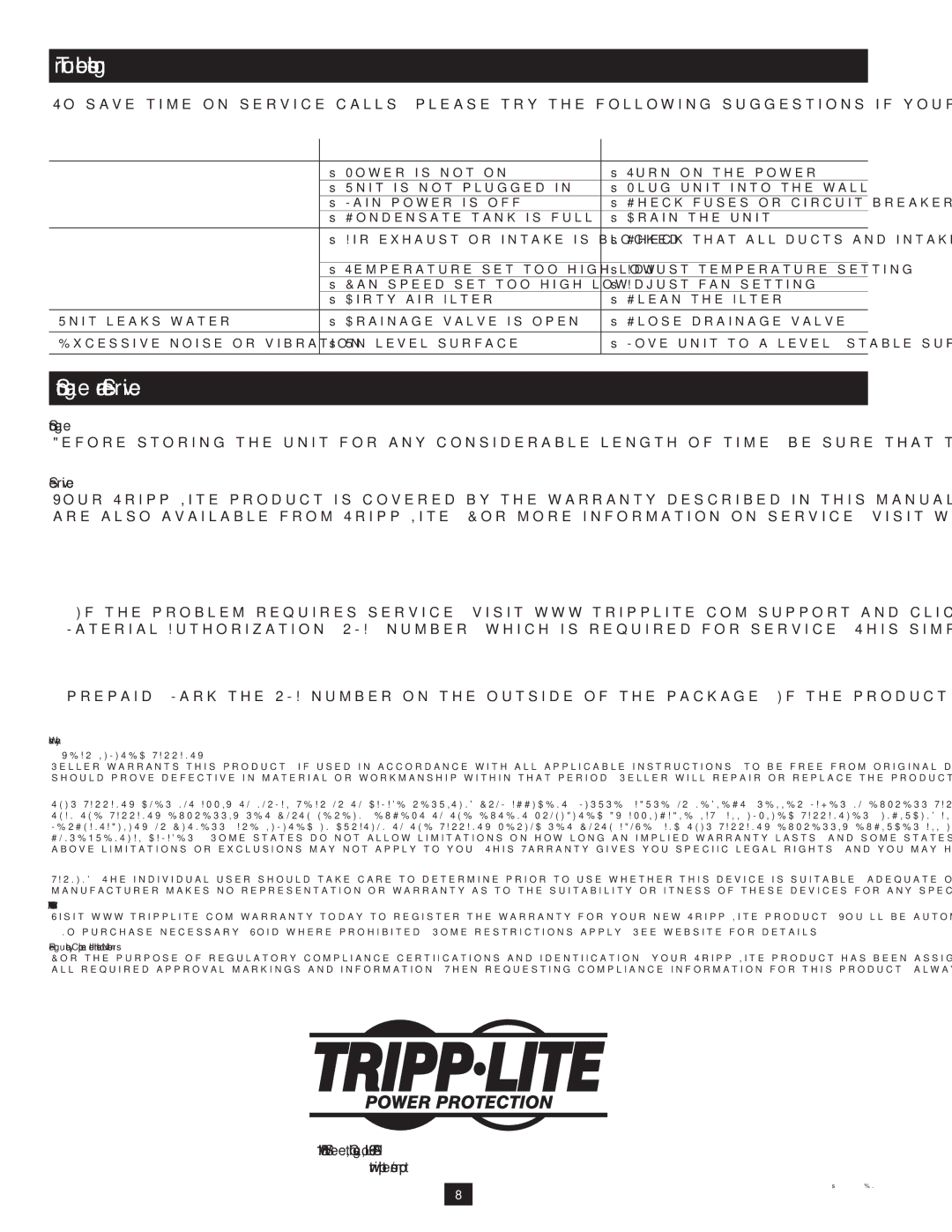 Tripp Lite SRXCOOL12K, SRCOOL12K owner manual Storage and Service 