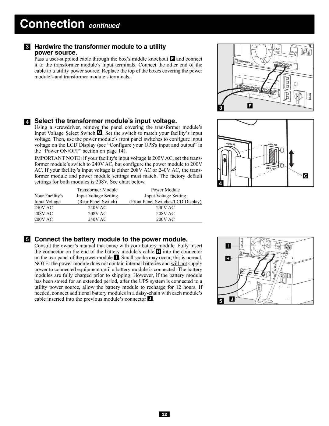 Tripp Lite SU10KRT3U, SU6000RT3UXR owner manual 240V AC 