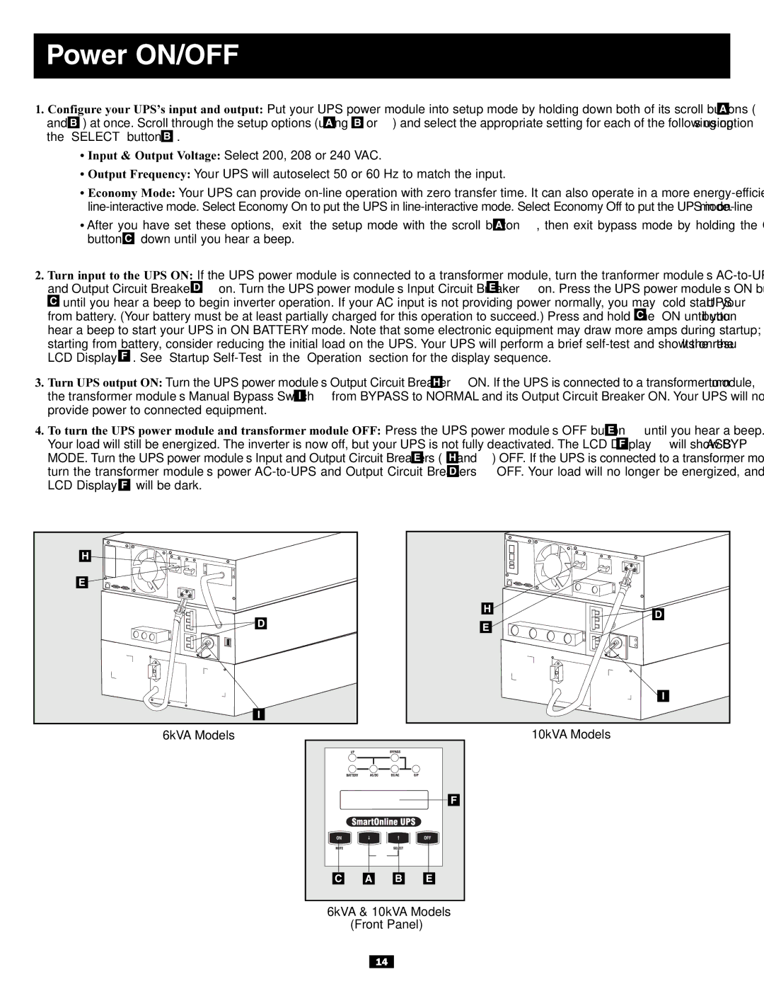 Tripp Lite SU10KRT3U, SU6000RT3UXR owner manual Power ON/OFF 