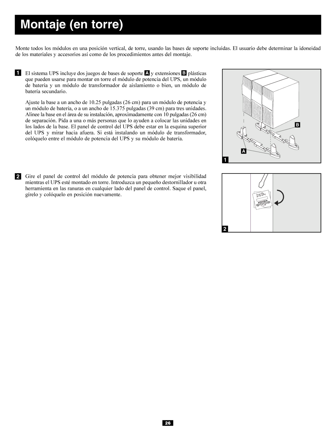 Tripp Lite SU10KRT3U, SU6000RT3UXR owner manual Montaje en torre 