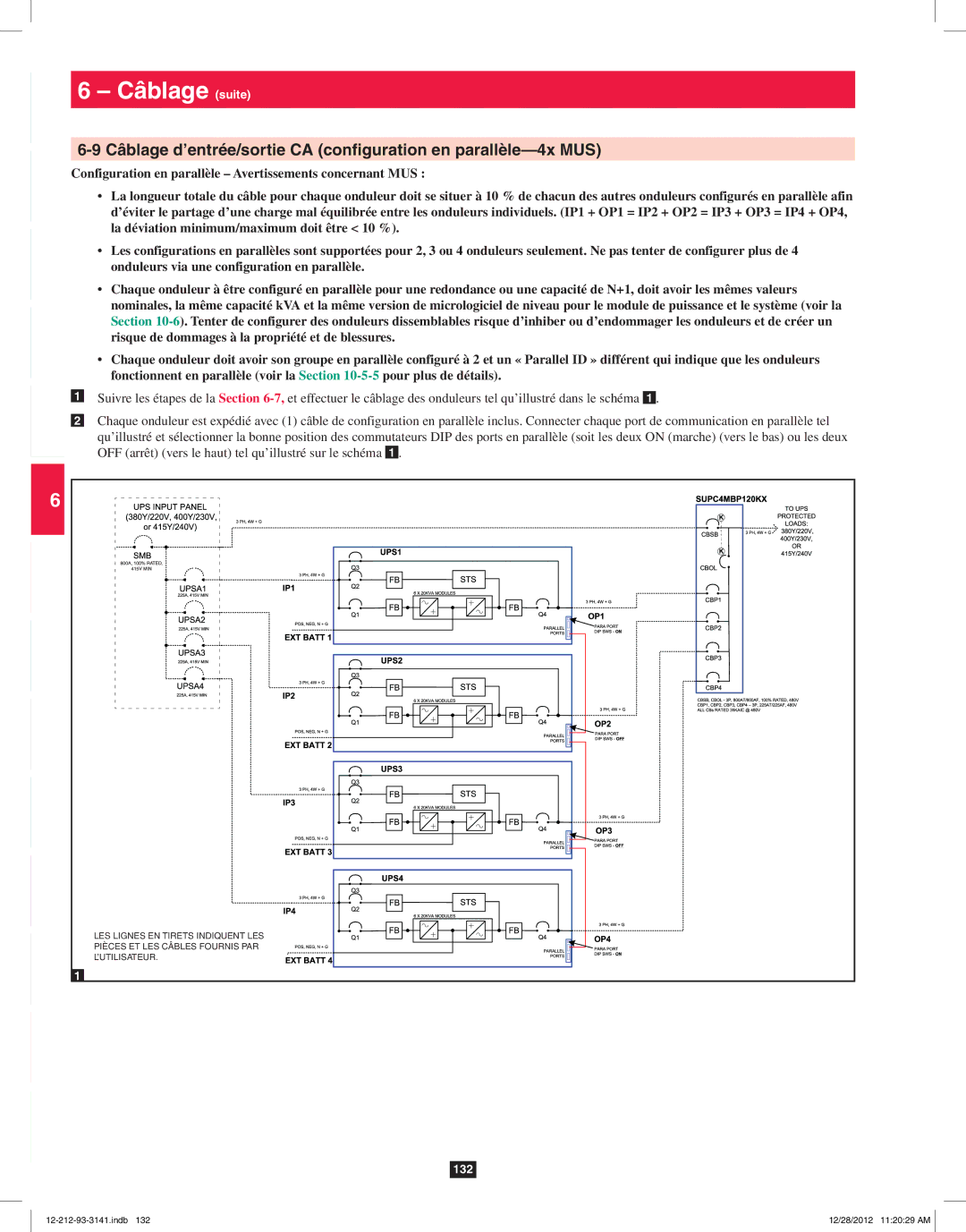 Tripp Lite SU120KX2 owner manual Câblage d’entrée/sortie CA configuration en parallèle-4x MUS 