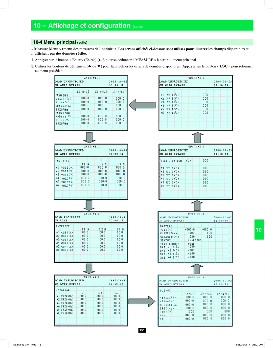 Tripp Lite SU120KX2 owner manual Menu principal suite 