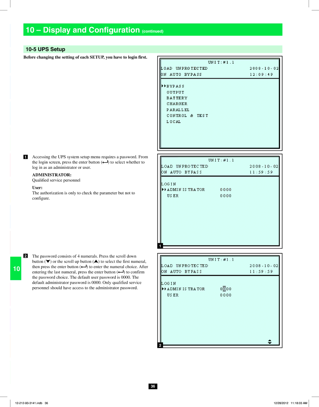 Tripp Lite SU120KX2 owner manual UPS Setup, User 