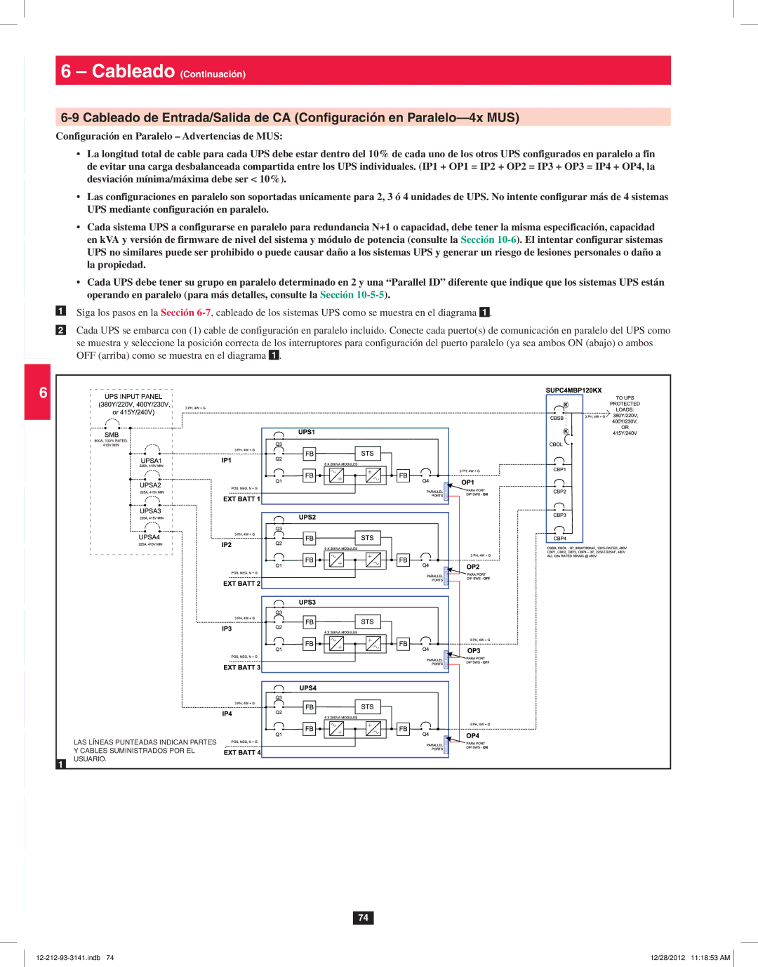 Tripp Lite SU120KX2 owner manual Cableado Continuación 