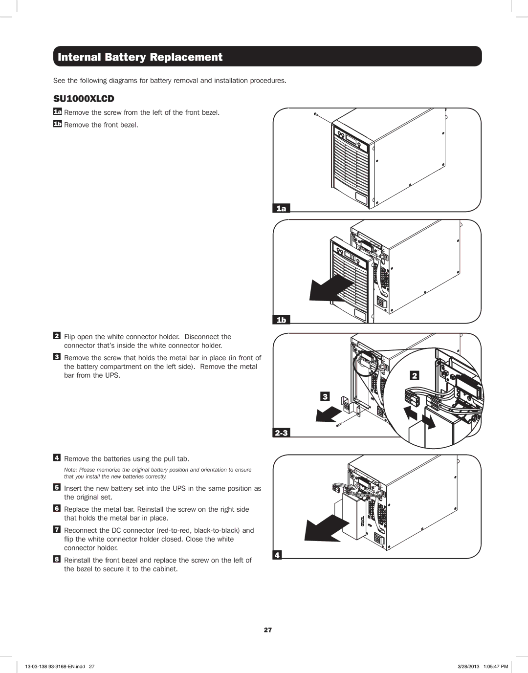 Tripp Lite SU3000XLCD, SU1500XLCD, SU2200XLCD owner manual SU1000XLCD 