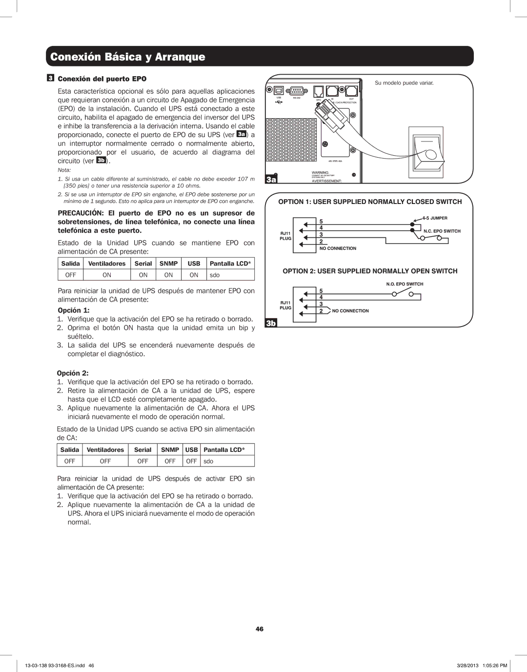 Tripp Lite SU2200XLCD, SU1500XLCD, SU1000XLCD, SU3000XLCD owner manual Conexión del puerto EPO 