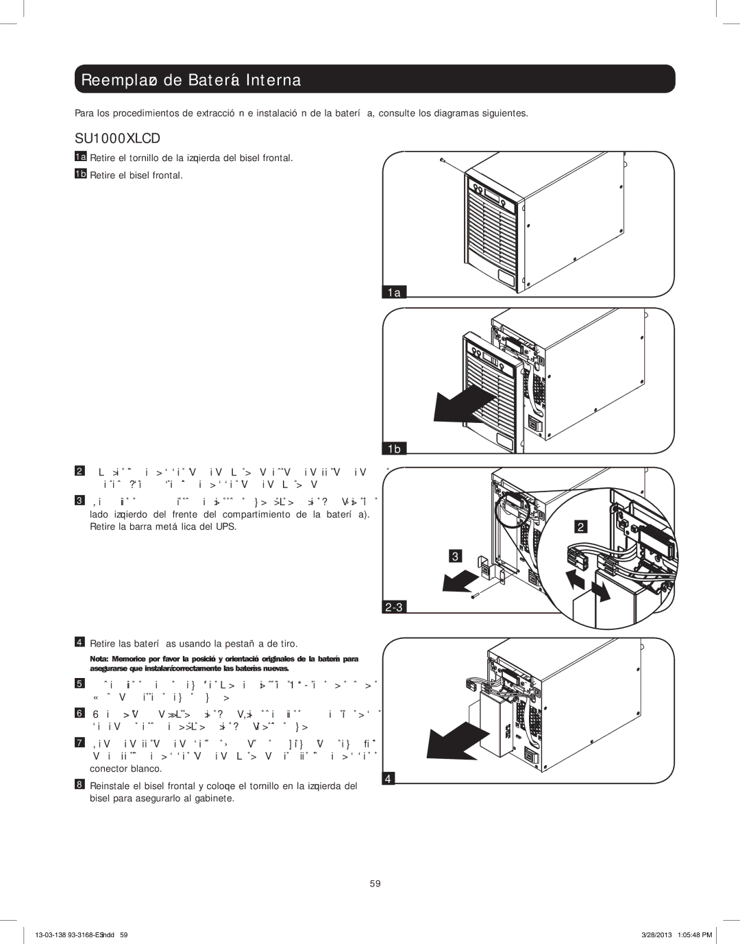 Tripp Lite SU3000XLCD, SU1500XLCD, SU1000XLCD, SU2200XLCD owner manual Bisel para asegurarlo al gabinete 