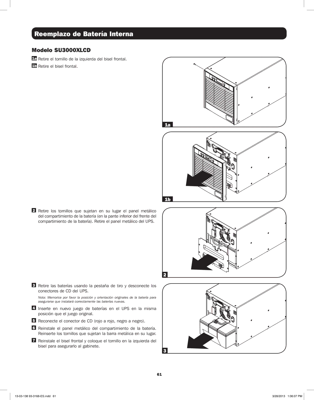 Tripp Lite SU1000XLCD, SU1500XLCD, SU2200XLCD owner manual Modelo SU3000XLCD 