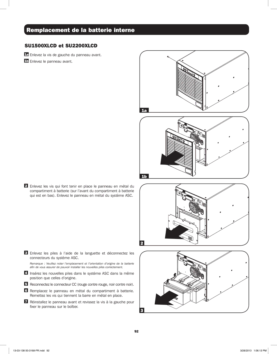 Tripp Lite SU1000XLCD, SU3000XLCD owner manual SU1500XLCD et SU2200XLCD 