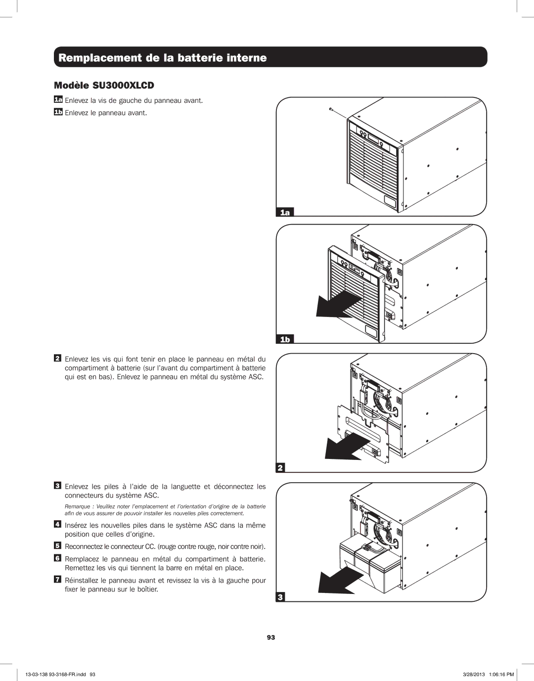 Tripp Lite SU1000XLCD, SU1500XLCD, SU2200XLCD owner manual Modèle SU3000XLCD 