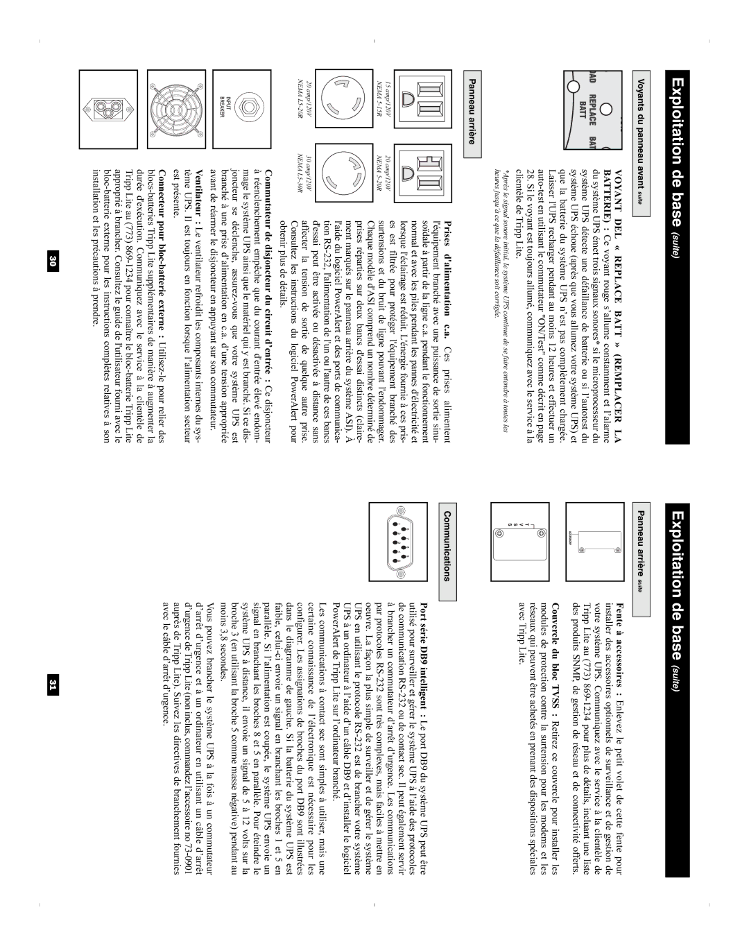 Tripp Lite SU1000XL, SU2200XL, SU3000XL owner manual Panneau arrière suite 