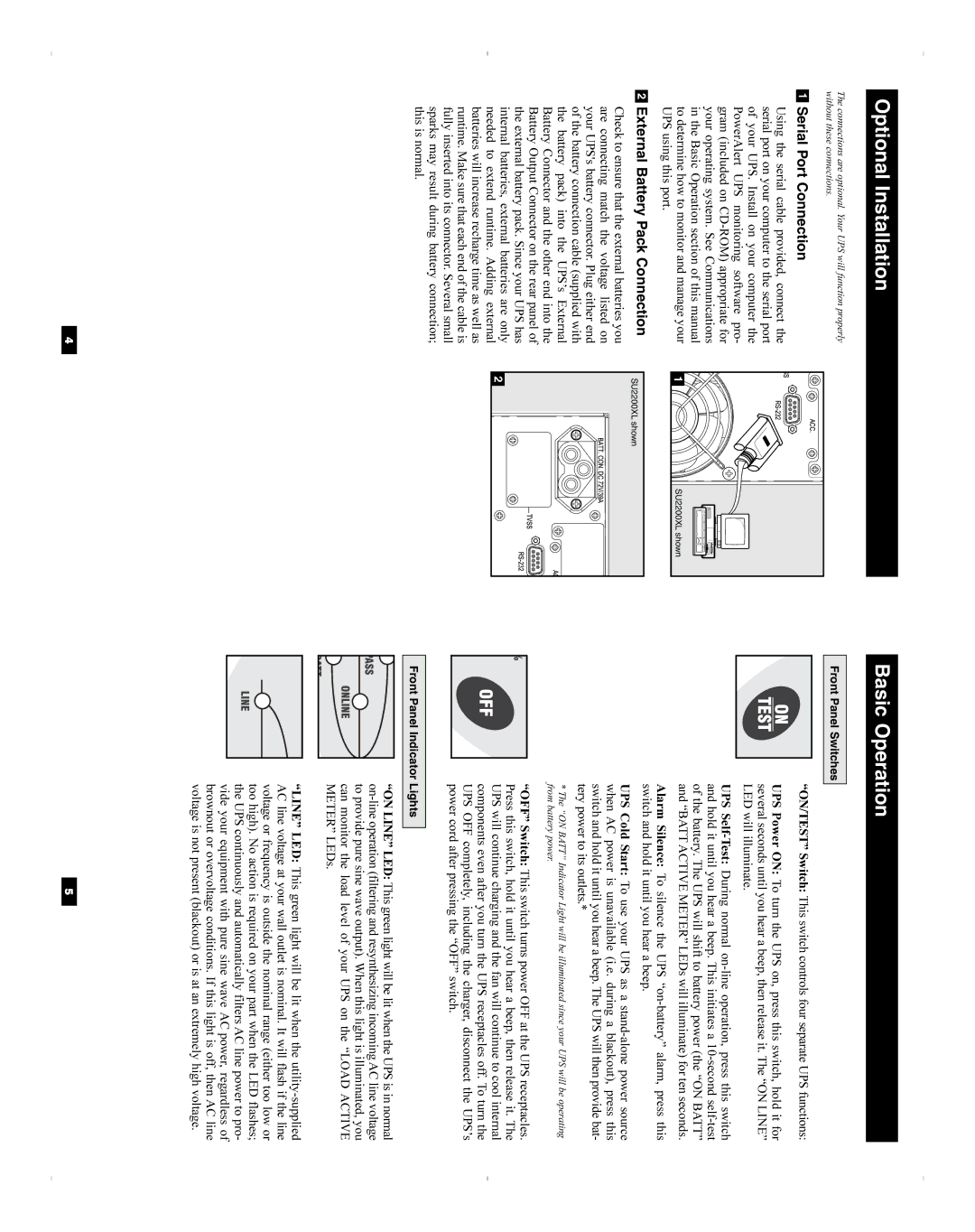 Tripp Lite SU2200XL ImportantBasicOperationSafety Instructions, Serial Port Connection, External Battery Pack Connection 