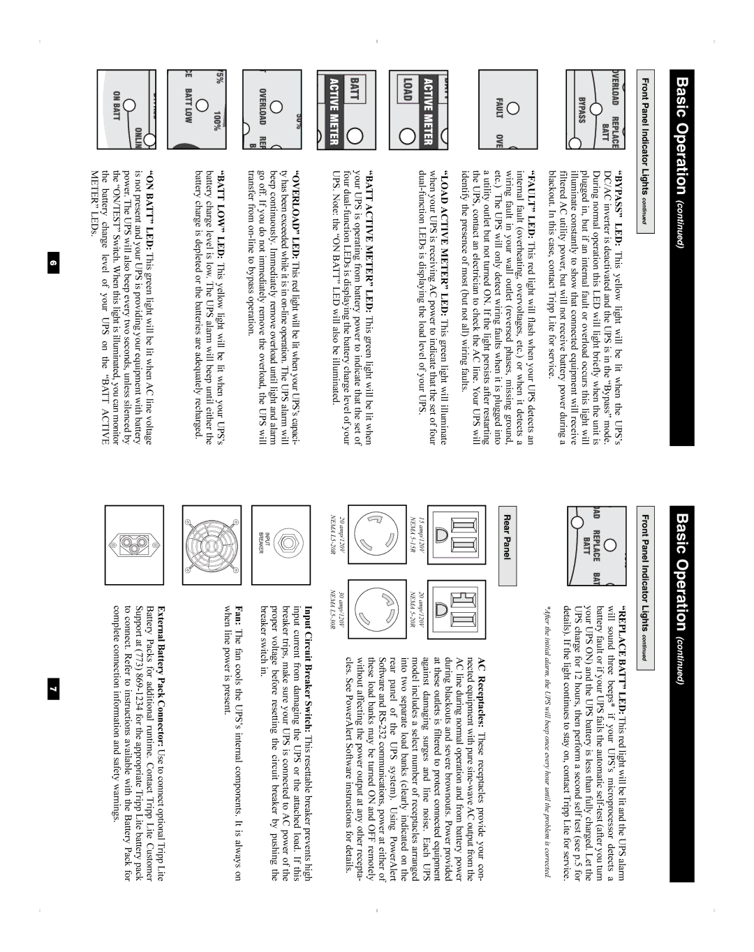 Tripp Lite SU1000XL, SU2200XL, SU3000XL owner manual Basic Operation, Rear Panel 