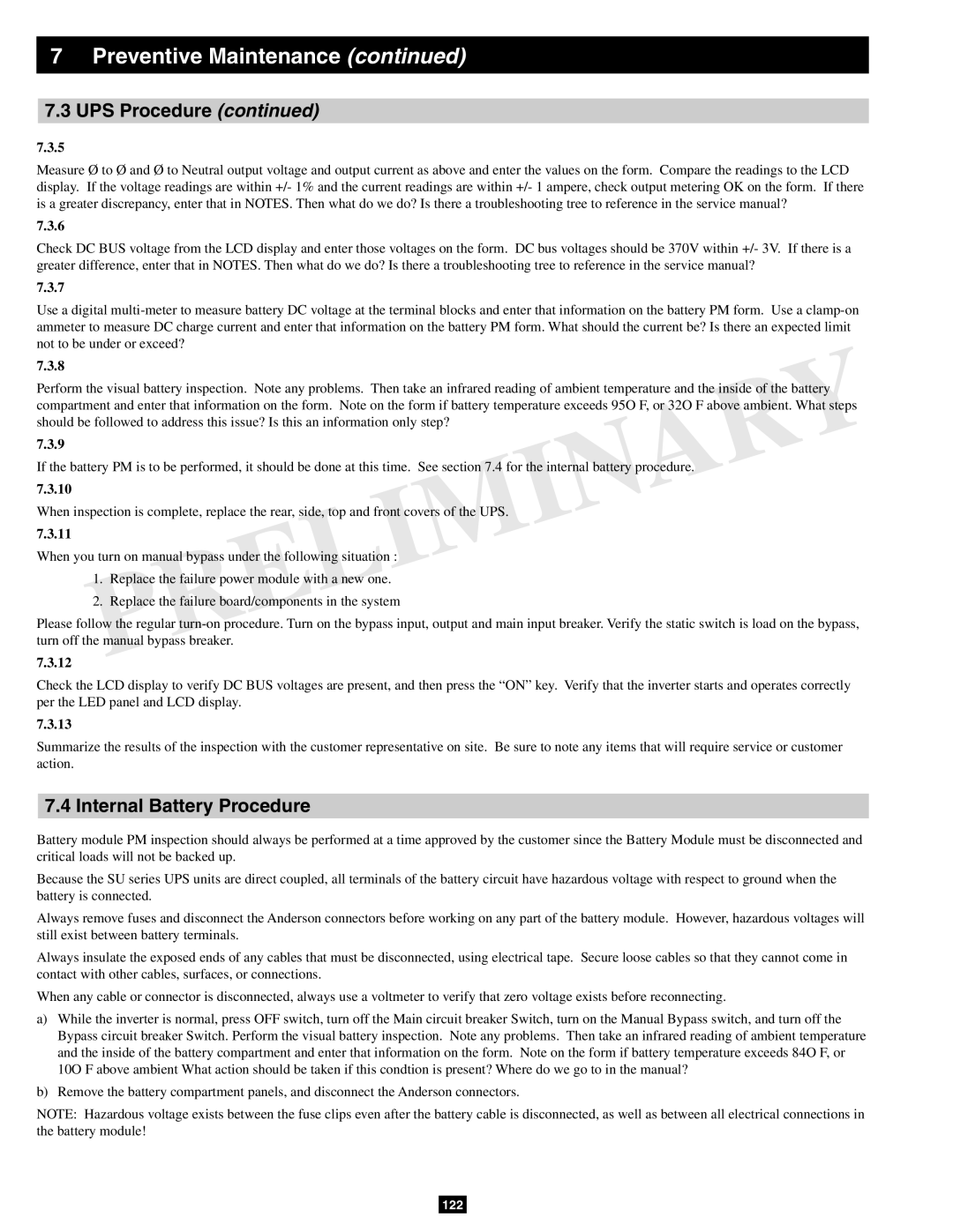 Tripp Lite SU60KX manual Internal Battery Procedure 