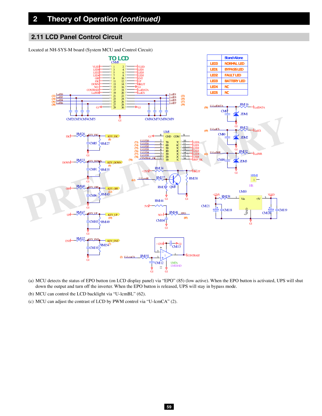 Tripp Lite SU60KX manual LCD Panel Control Circuit, To LCD 