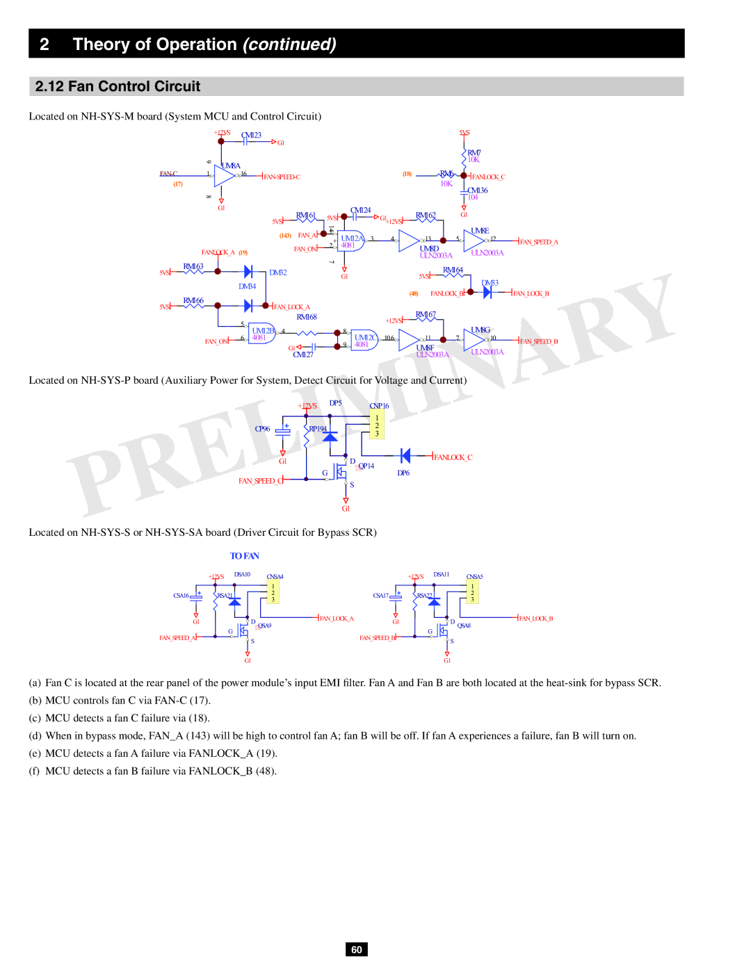 Tripp Lite SU60KX manual Fan Control Circuit, Located on NH-SYS-M board System MCU and Control Circuit 