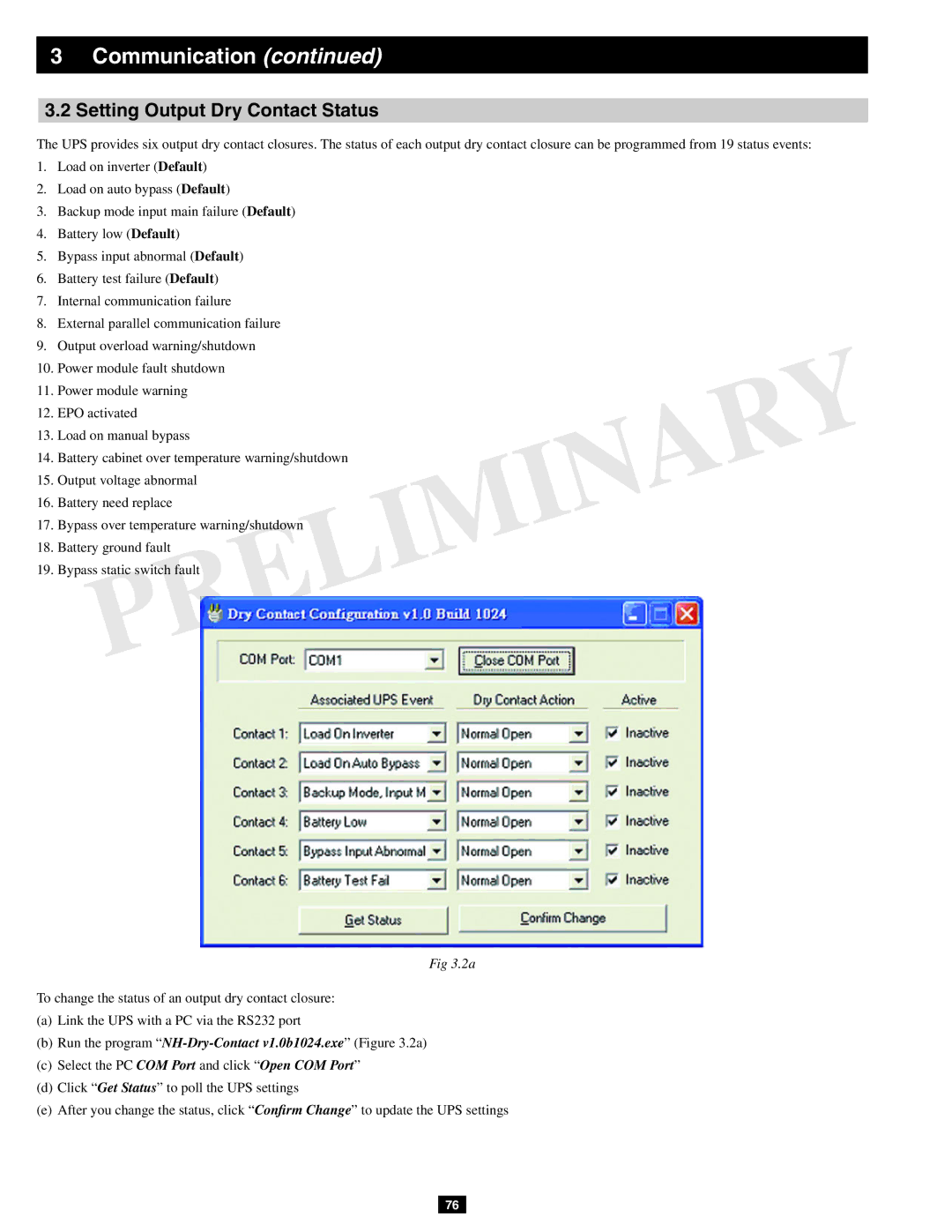 Tripp Lite SU60KX manual Setting Output Dry Contact Status 