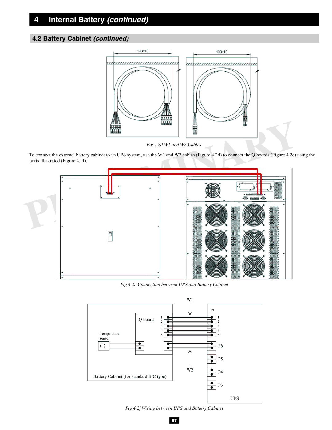 Tripp Lite SU60KX manual 2d W1 and W2 Cables, 2e Connection between UPS and Battery Cabinet 