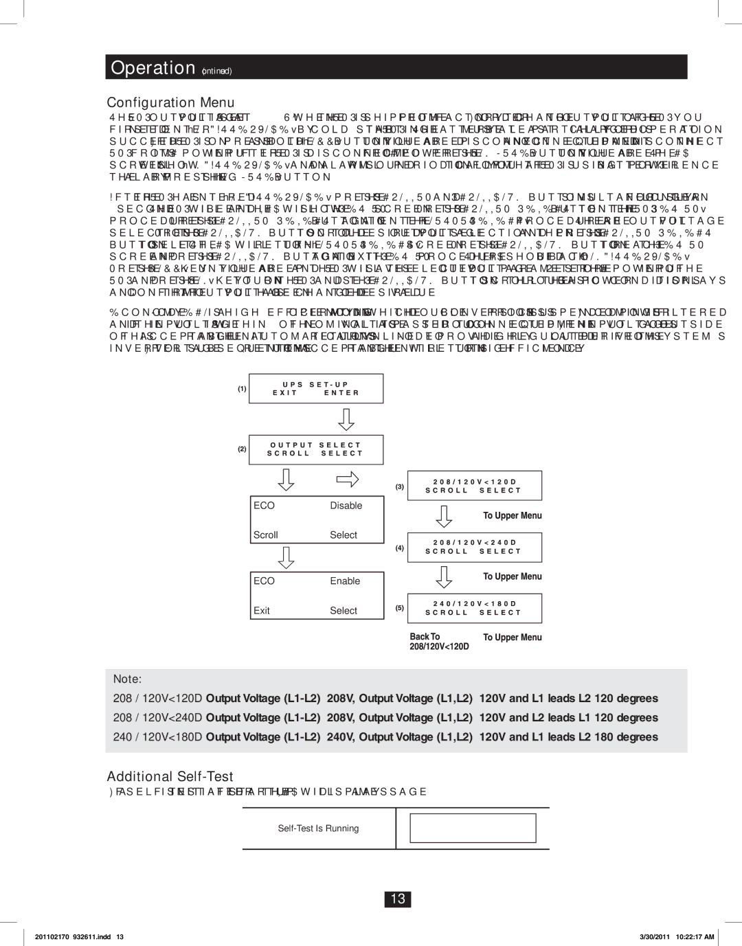 Tripp Lite SU6000RT4U, SU8000RT4U, SU5000RT4U owner manual Configuration Menu, Additional Self-Test 