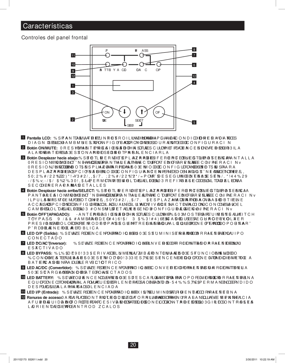 Tripp Lite SU5000RT4U, SU8000RT4U, SU6000RT4U owner manual Controles del panel frontal 