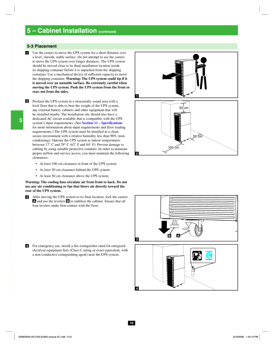 Tripp Lite SU80K owner manual Placement 