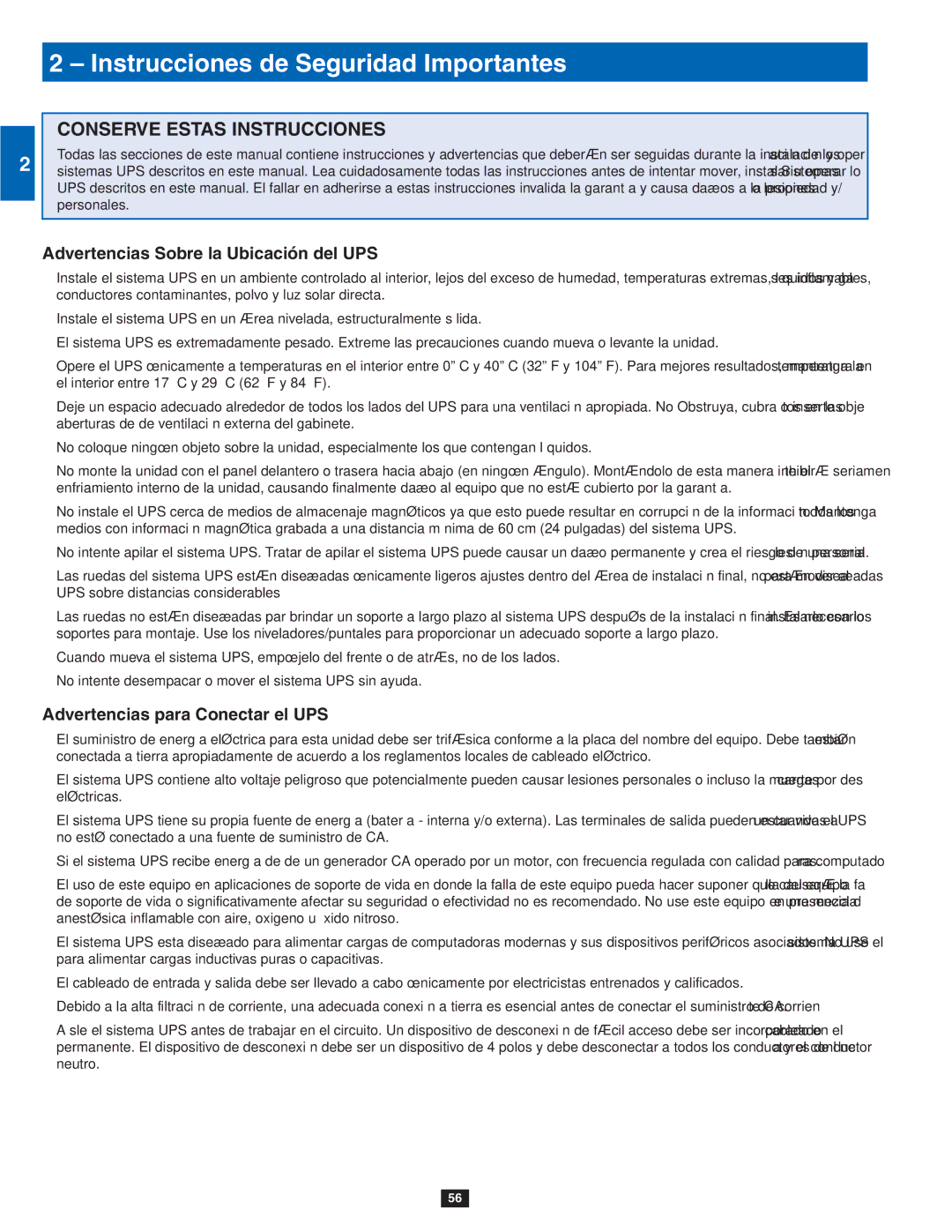 Tripp Lite SU80KTV, SU60KTV, SU40K Instrucciones de Seguridad Importantes, Advertencias Sobre la Ubicación del UPS 