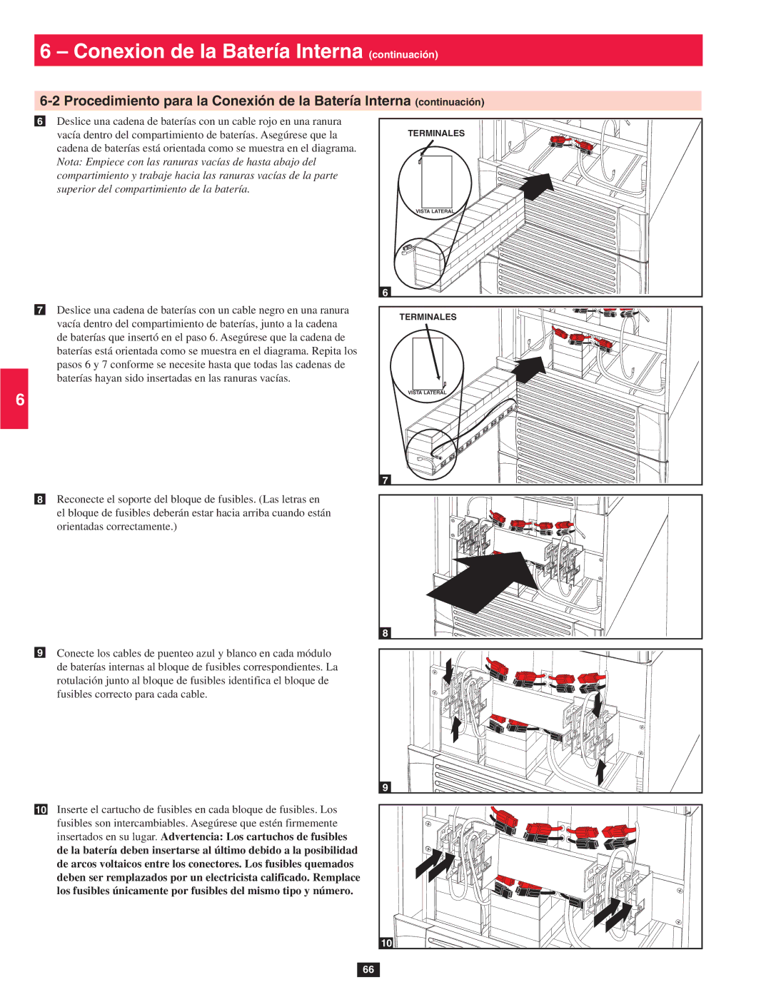 Tripp Lite SU80KTV, SU60KTV, SU40K owner manual Superior del compartimiento de la batería 