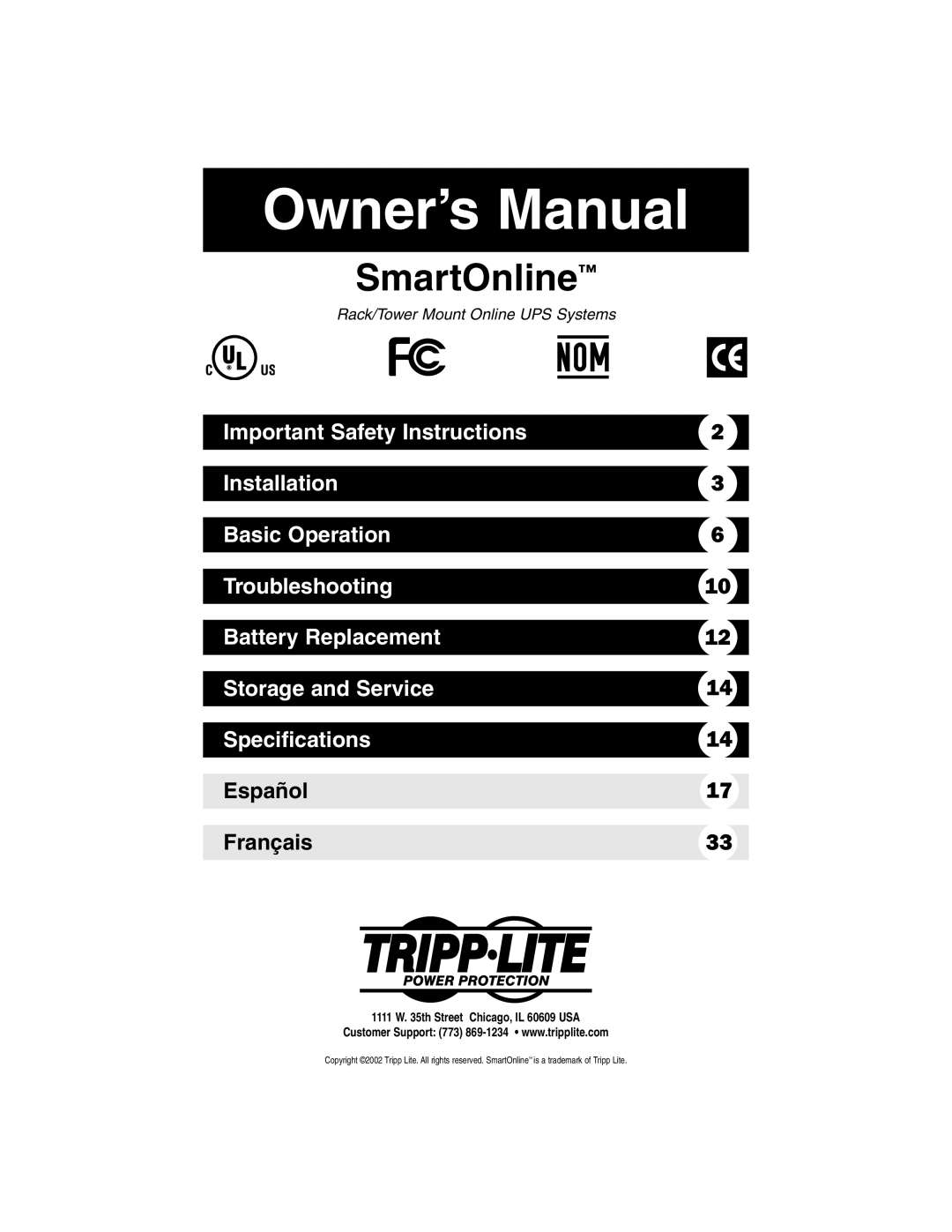 Tripp Lite SU1000RTXL2UHV, SUINT1000RTXL2U owner manual SmartOnline 