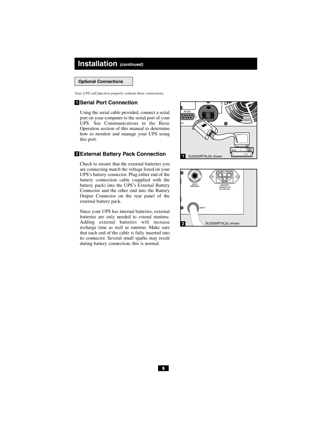 Tripp Lite SUINT1000RTXL2U, SU1000RTXL2UHV owner manual Serial Port Connection 