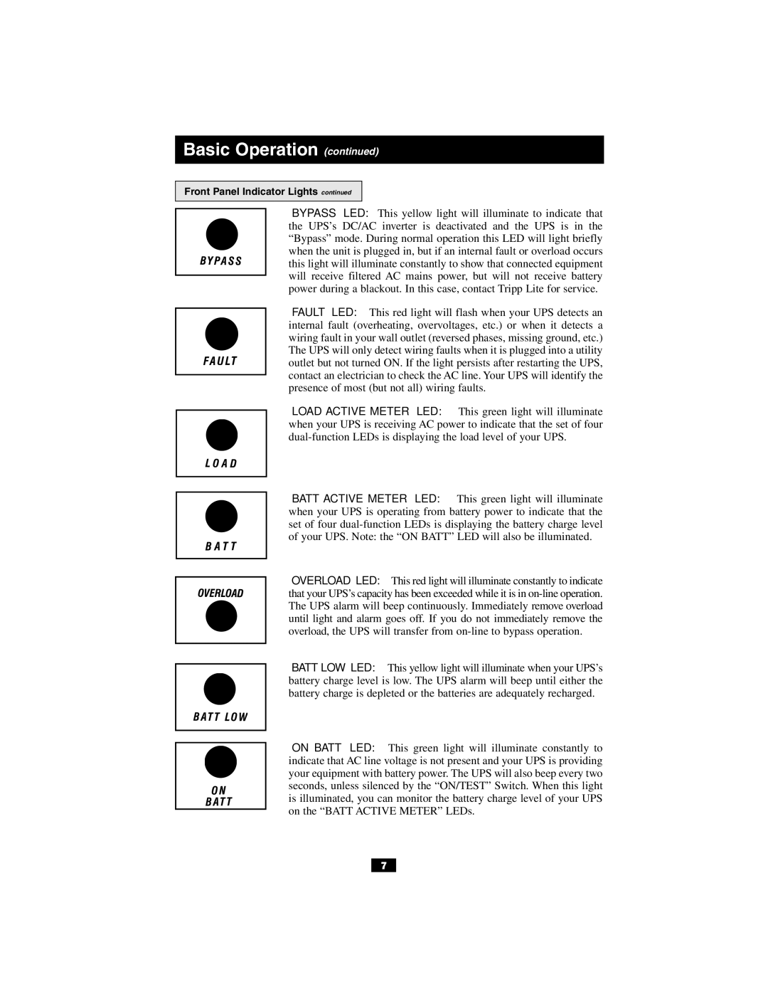 Tripp Lite SU1000RTXL2UHV, SUINT1000RTXL2U owner manual Basic Operation 