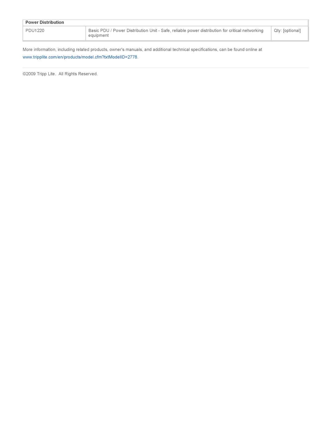 Tripp Lite SUPDM13 specifications Power Distribution 