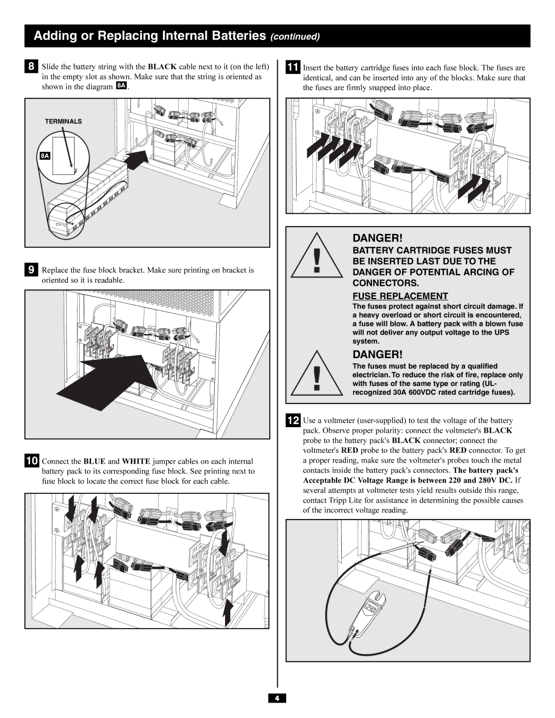 Tripp Lite SURBC2030 owner manual Terminals 