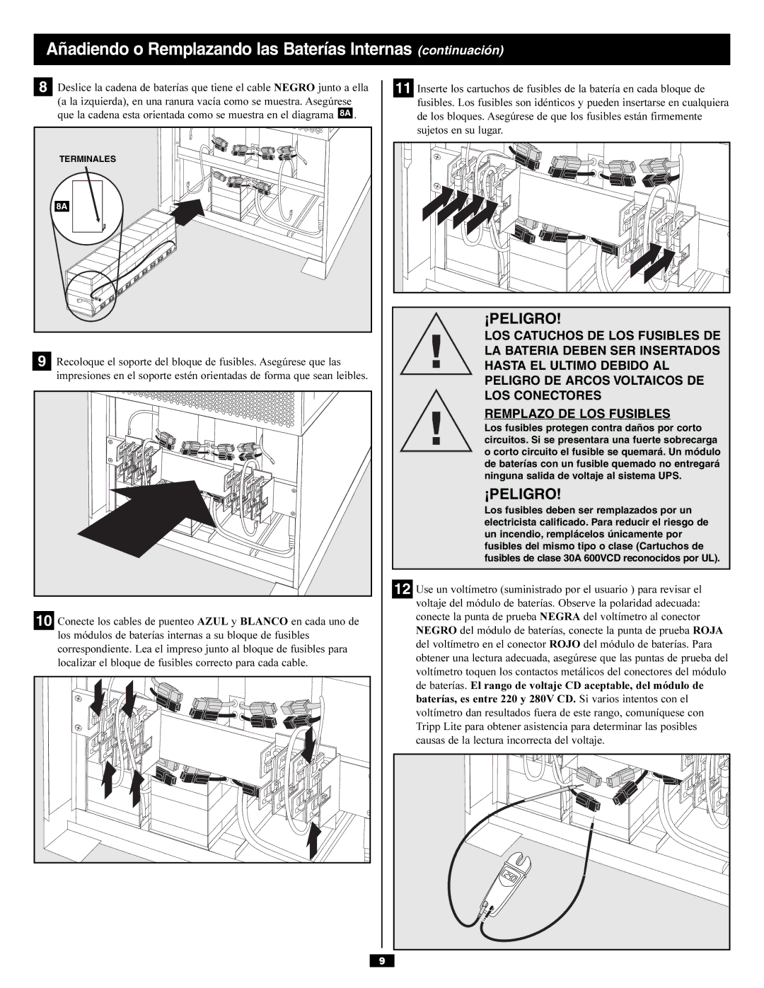 Tripp Lite SURBC2030 owner manual Terminales 