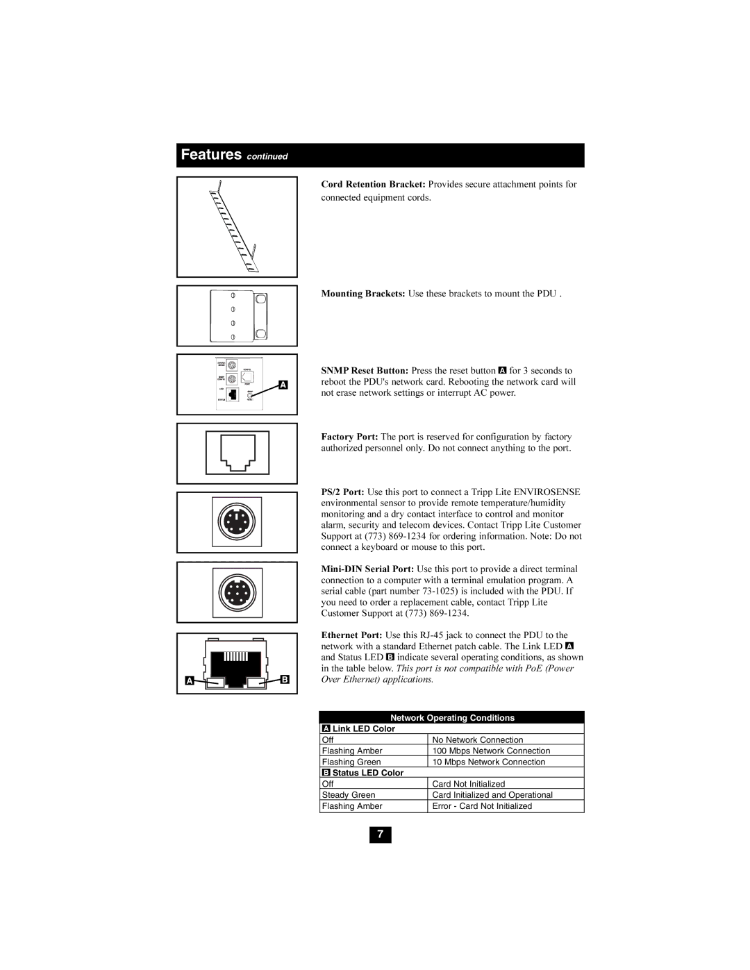 Tripp Lite Switched Rack PDU owner manual Network Operating Conditions 