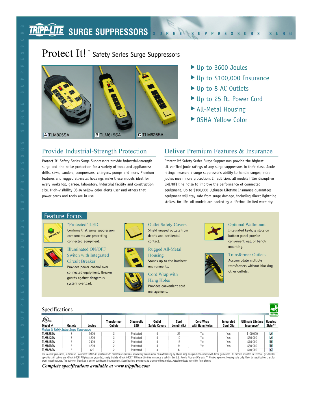 Tripp Lite TLM626SAA specifications Provide Industrial-Strength Protection, Deliver Premium Features & Insurance 