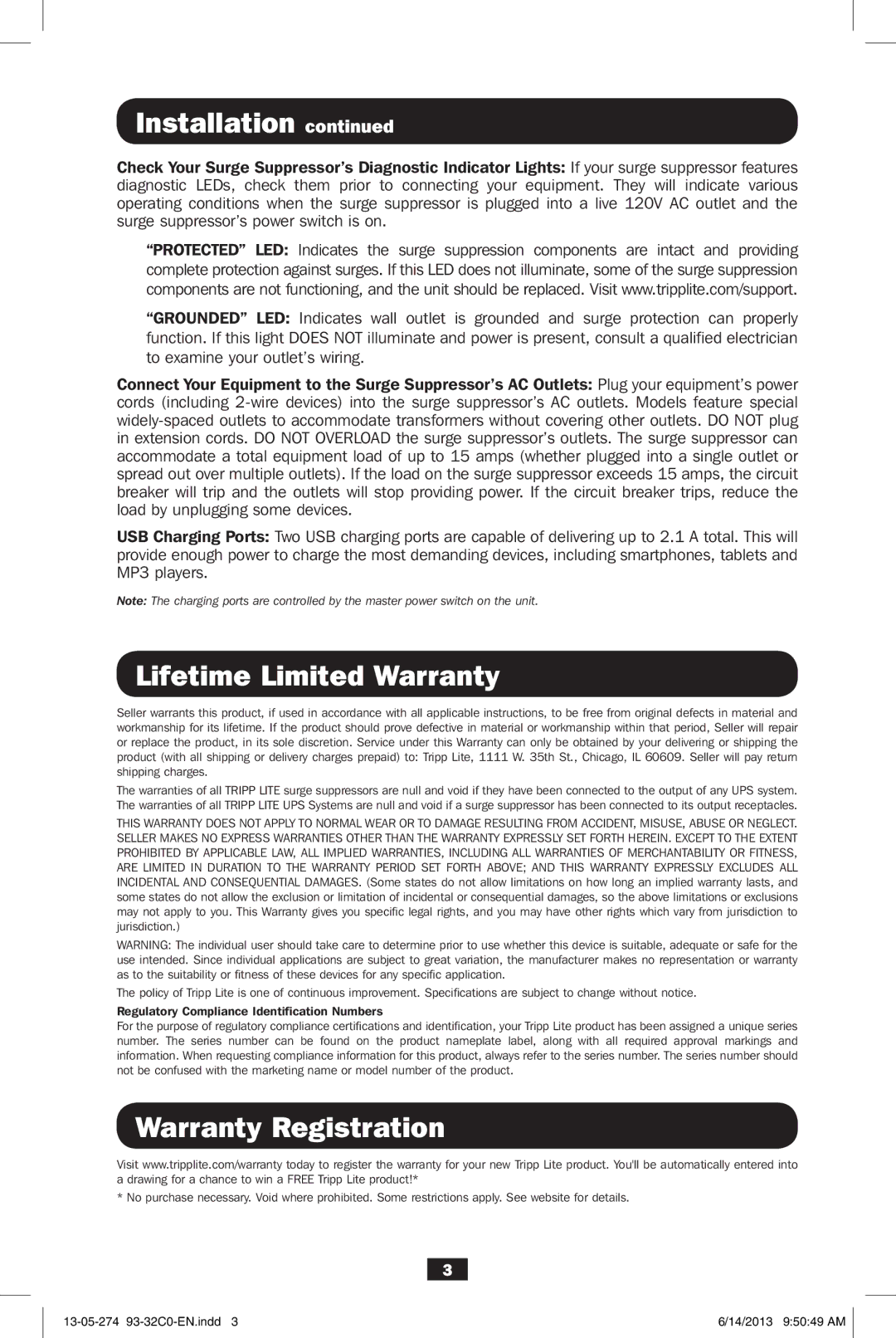 Tripp Lite TLP606DMUSB, TLP606USB owner manual Lifetime Limited Warranty, Warranty Registration 