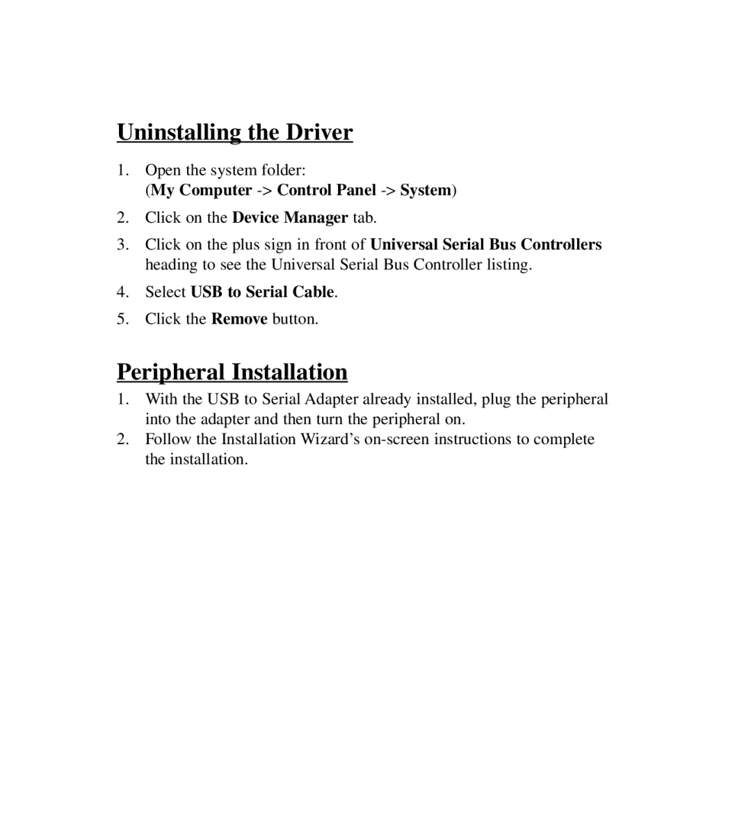 Tripp Lite U209-000-R user manual Uninstalling the Driver, Peripheral Installation 