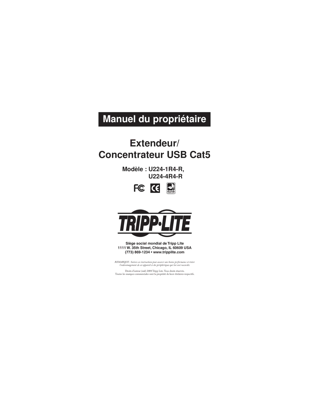 Tripp Lite U224-4R4-R, U224-1R4-R owner manual Manuel du propriétaire 