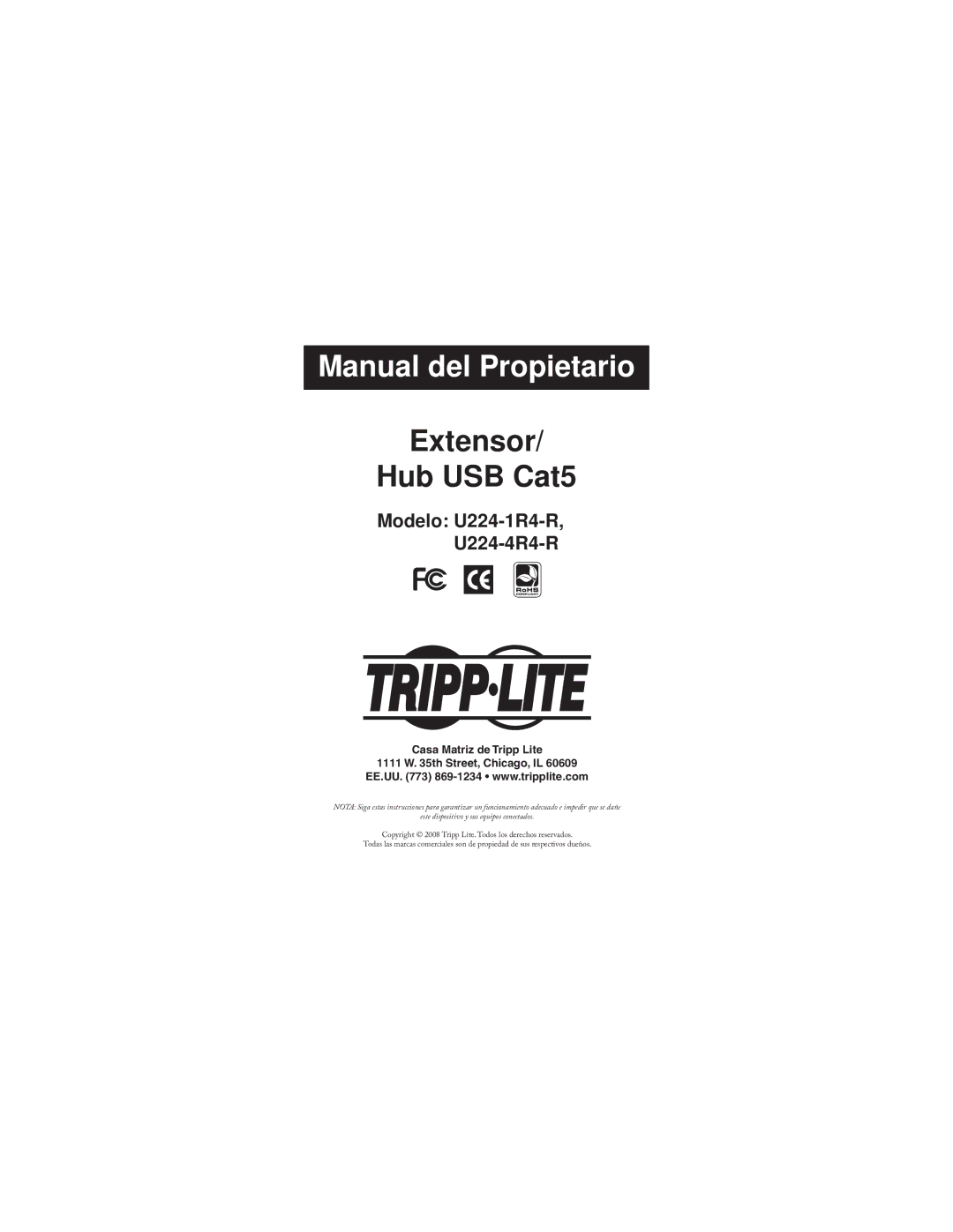 Tripp Lite U224-4R4-R, U224-1R4-R owner manual Manual del Propietario 