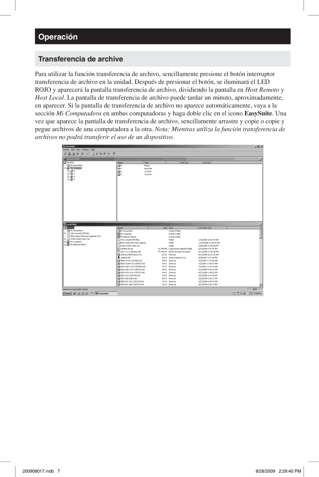 Tripp Lite U230-204-R warranty Operación, Transferencia de archive 