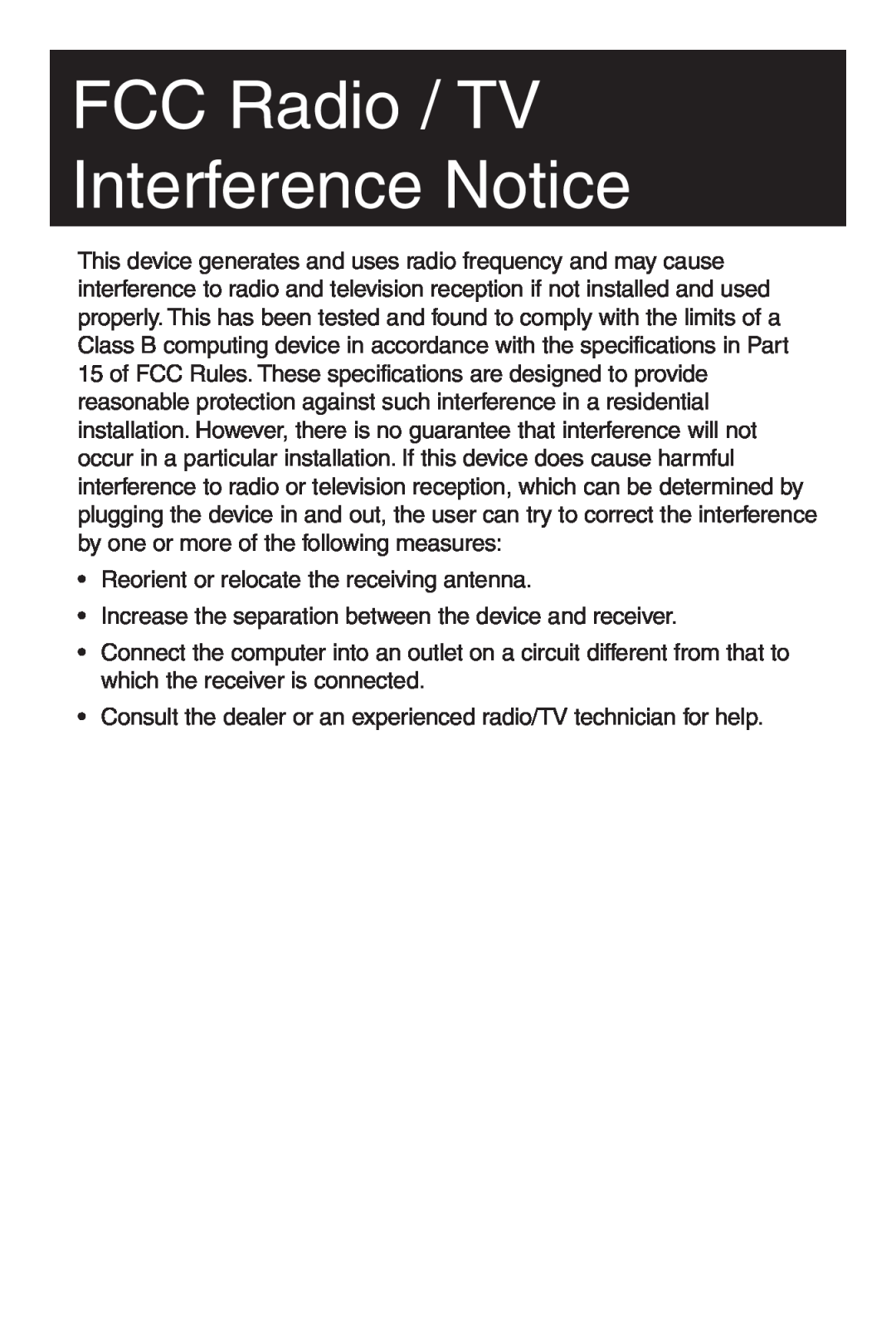 Tripp Lite U234-005-R user manual FCC Radio / TV Interference Notice 