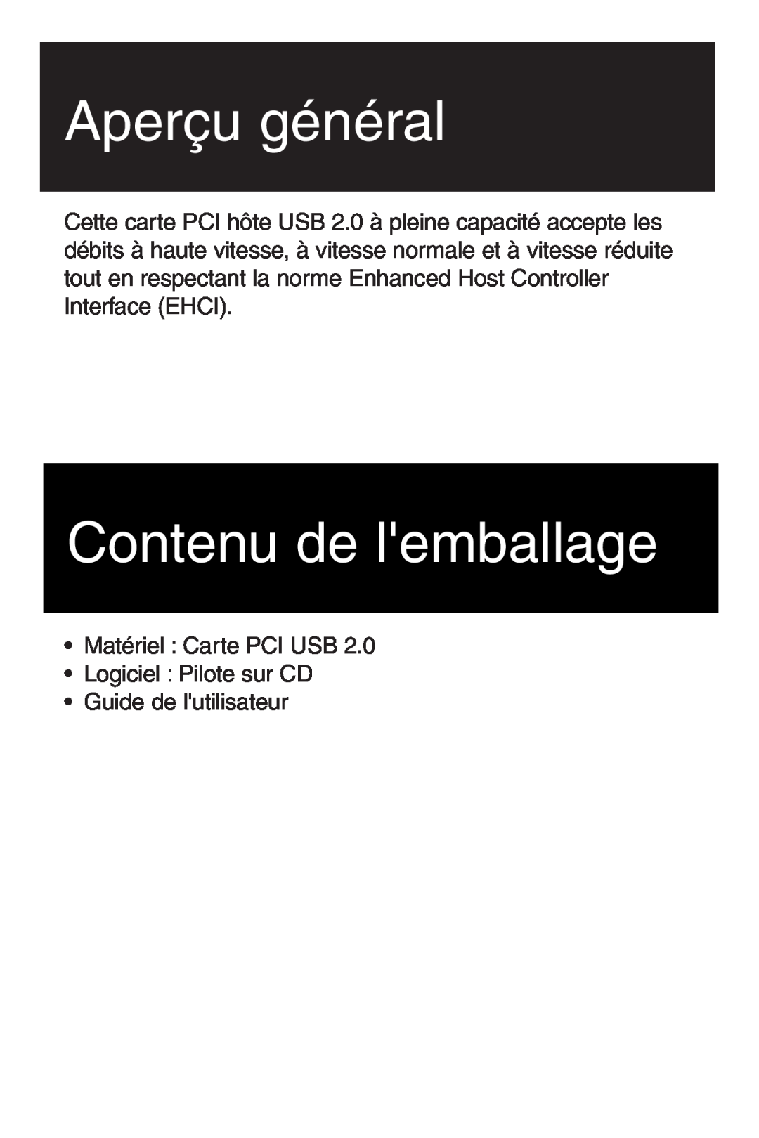 Tripp Lite U234-005-R user manual Aperçu général, Contenu de lemballage 