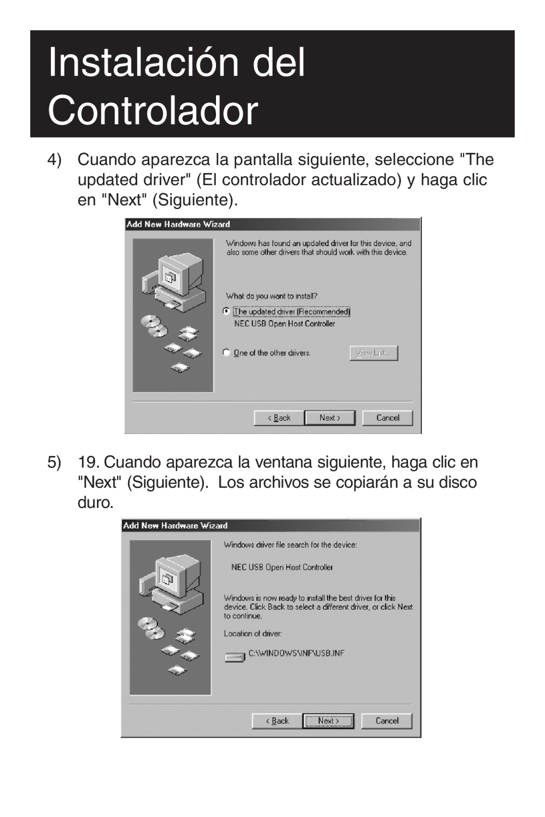 Tripp Lite U234-005-R user manual Instalación del Controlador 